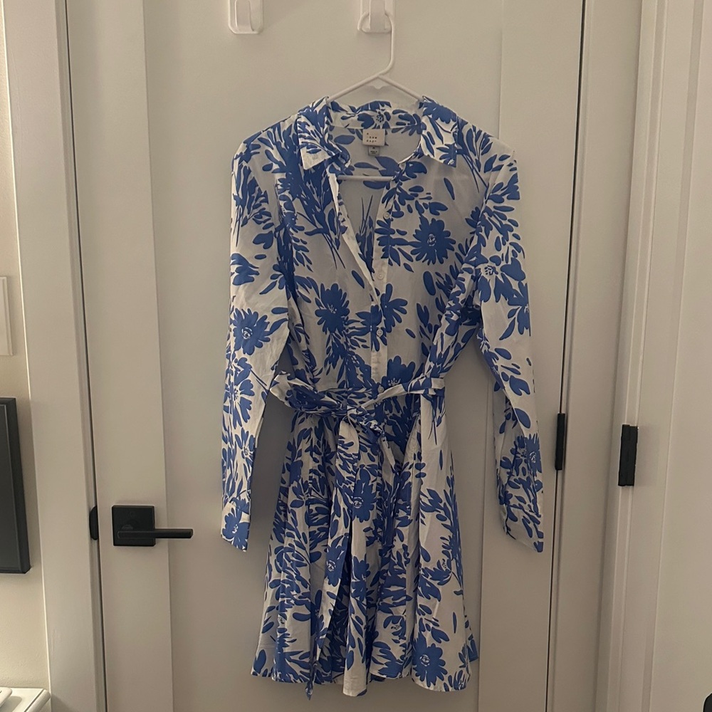A New Day Blue and White Floral Dress
